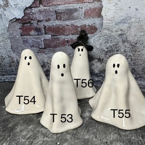 Handmade Tall Ceramic Ghost: Halloween Mantel Decoration