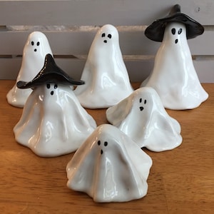Medium Ghost MTO, Glossy White Handmade Halloween Shelf Decoration. Spooky Ghost Family.