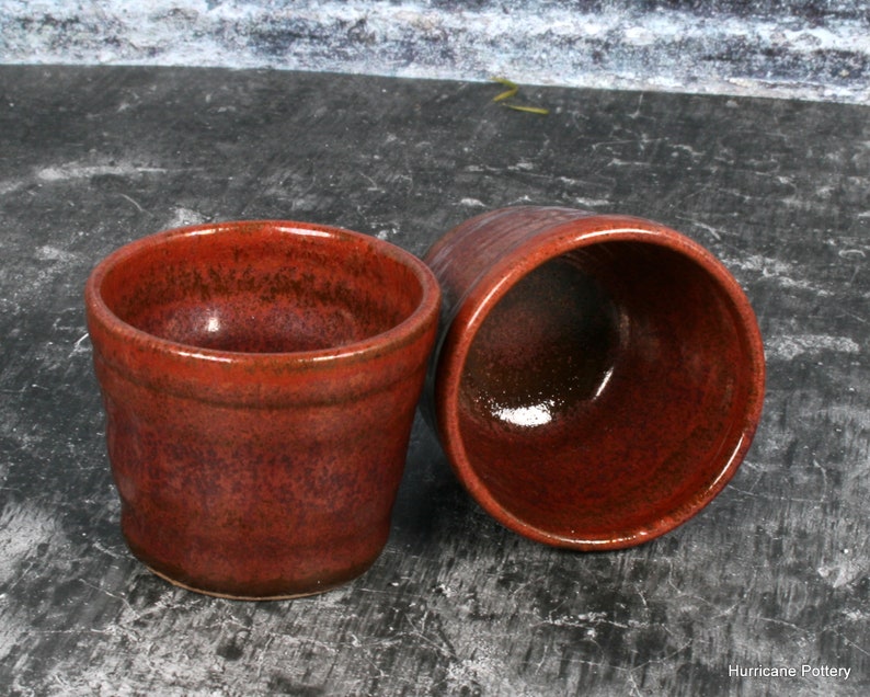 Jigger Shot Glass or Sake Cup in Elegant Copper Glaze, Handmade Stoneware Pottery Bar Ware. image 6