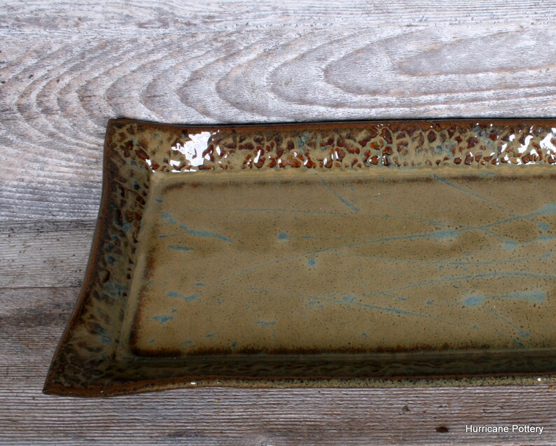 Serving Tray for Holiday Entertaining, Earthy Platter, Handmade Ceramic Tray for Bar Condiments, Cookie Cupcake Plate image 3