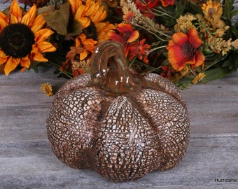 Fall Ceramic Sculpted Pumpkin. Hand Sculpted and Textured. Table Decor. Mantel Decoration. Thanksgiving Centerpiece.