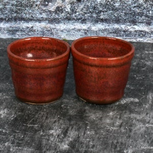 Jigger Shot Glass or Sake Cup in Elegant Copper Glaze, Handmade Stoneware Pottery Bar Ware. image 3