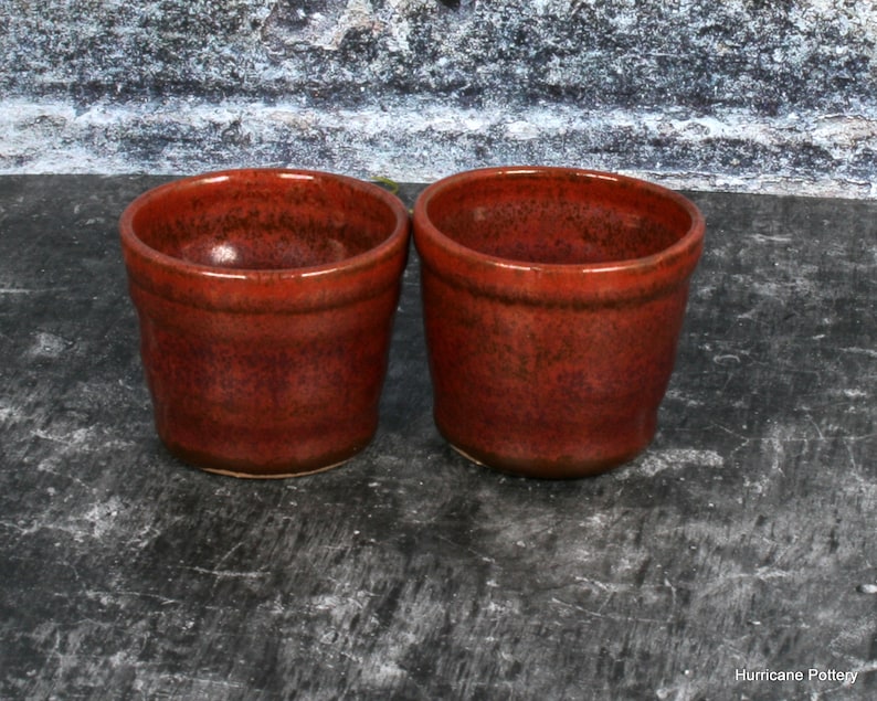 Jigger Shot Glass or Sake Cup in Elegant Copper Glaze, Handmade Stoneware Pottery Bar Ware. image 3