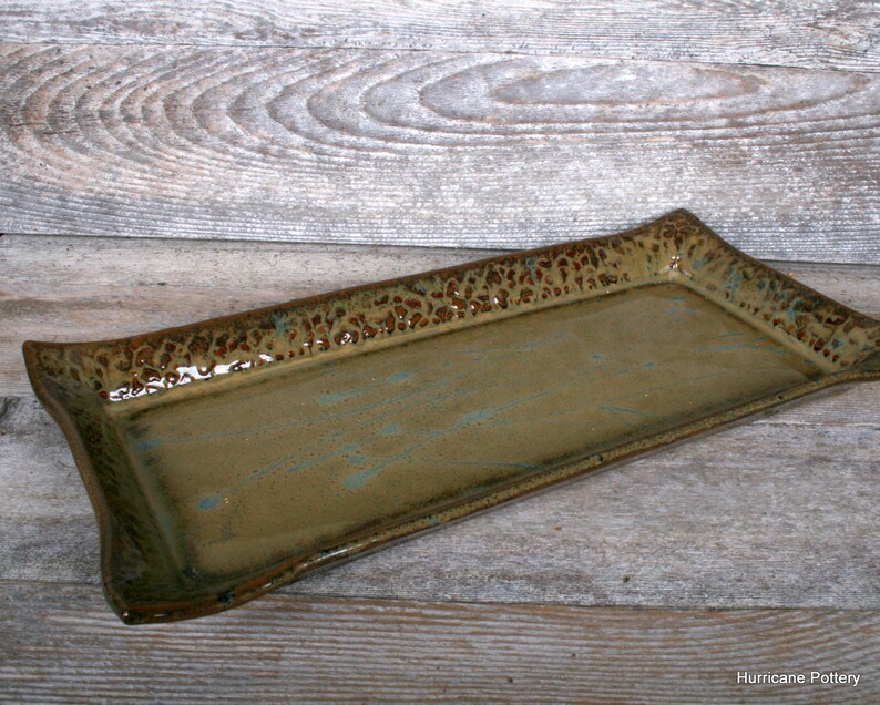 Serving Tray for Holiday Entertaining, Earthy Platter, Handmade Ceramic Tray for Bar Condiments, Cookie Cupcake Plate image 5