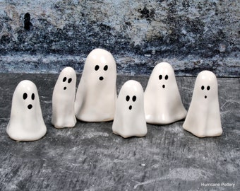 ONE Small ceramic ghost RTS for your haunted family. Handmade Halloween decorations for table or mantle or potted plant accent.