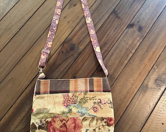 Earthy Upcycled Patchwork Crossbody Bag – Handmade, Adjustable, One-of-a-Kind