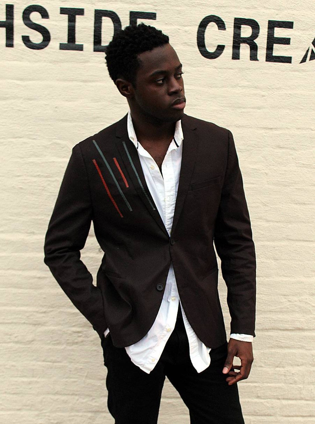 Upcycle Mens Blazer, Jacket, Brown, One of a Kind, Leather Strips ...