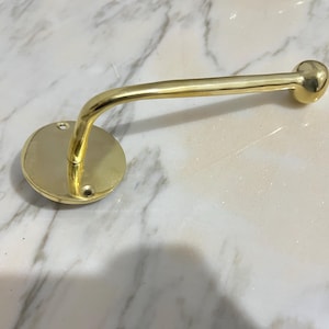 Porta carta igienica in ottone massiccio non laccato, forma L Porta rotolo per bagno