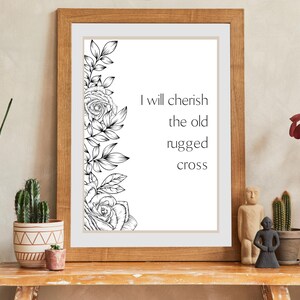 Old Rugged Cross, Hymn wall art, Scriptural wall art, Christian wall art,  Easter printable