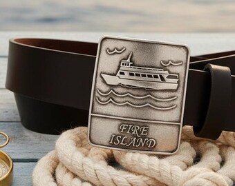 Fire Island Belt Buckle with Custom Leather Belt