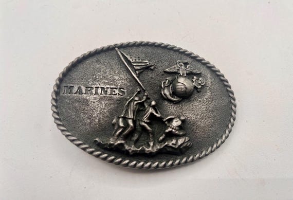 Vintage Marines Iwo Jima Belt Buckle, Optional Belt