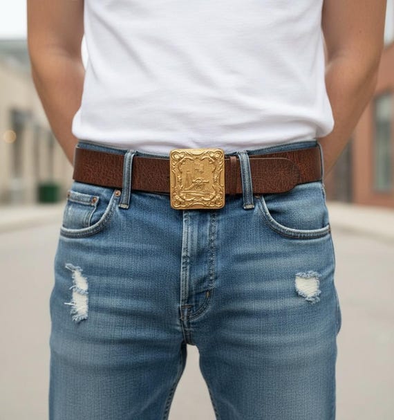 Vintage Civil War Army Reproduction Belt Buckle, Optional Belt