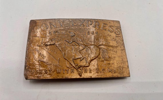 Vintage Belt Buckle Pony Express 1970s, Optional Belt