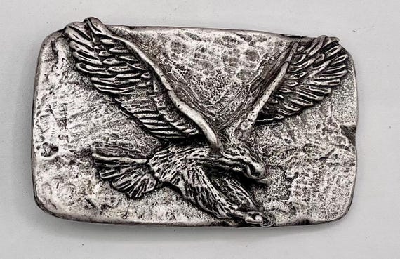 Handmade Pewter Eagle Belt Buckle, US Cowhide Leather Belt