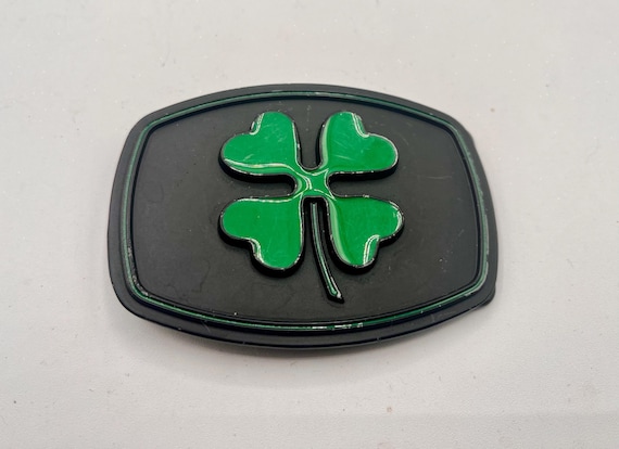 Vintage Green Enamel Shamrock Belt Buckle – Celtic Clover Irish Heritage Accessory