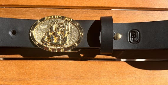 Trump Fight Leather Belt Buckle (British Tan, Chestnut, Dark Brown, Black)