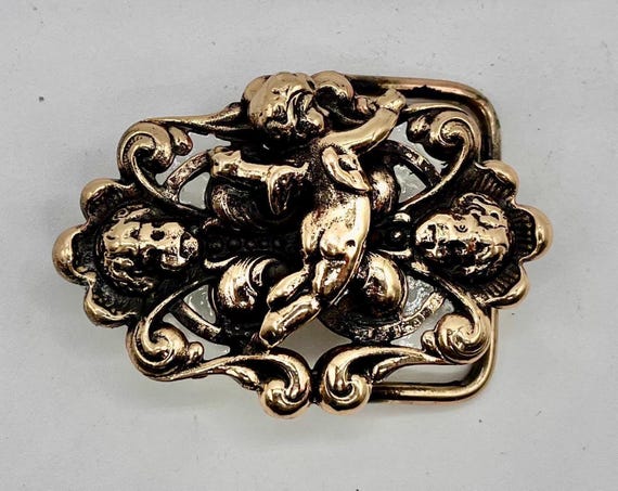 Cherub Belt Buckle: Brass with Handmade Leather Belt