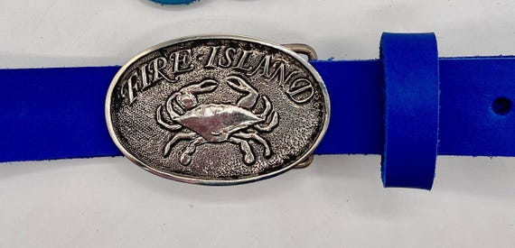 Fire Island Crab Belt Buckle by Silversmith Andrew Bourbon, w/ Premium Leather Belt