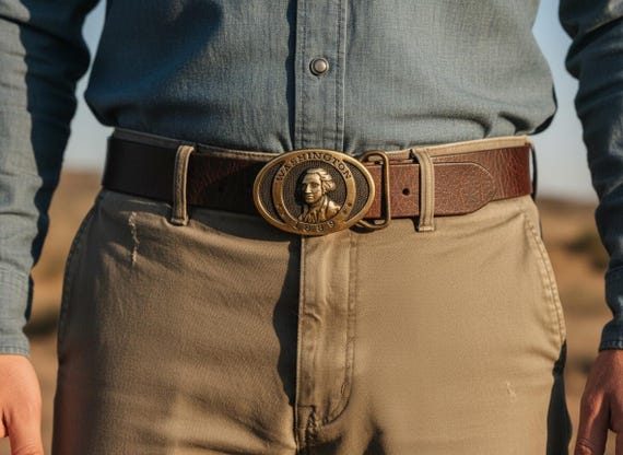 Vintage Belt Buckle, George Washington, Optional Belt