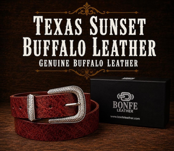 Custom Genuine Leather Belt - Handmade, Various Colors, Standard Buckle Options in Brass or Nickel