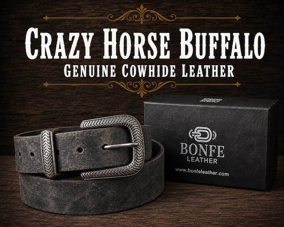 Custom Genuine Leather Belt - Handmade, Various Colors, Standard Buckle Options in Brass or Nickel