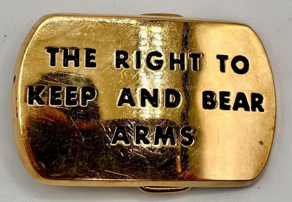 Second Amendment Belt Buckle: Brass with Custom Leather Belt