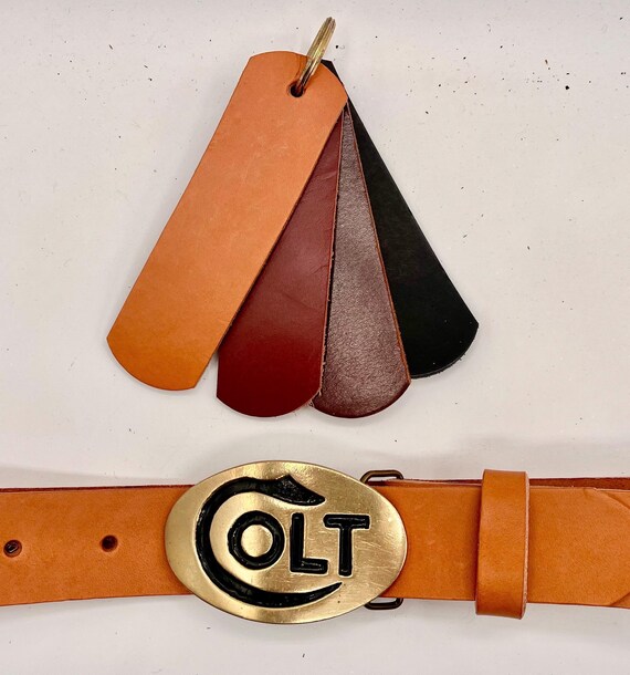 Colt Belt Buckle with Custom Leather Belt