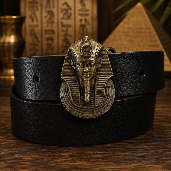 Vintage Belt Buckle, Egyptian Sphinx, Solid Brass, Optional Belt