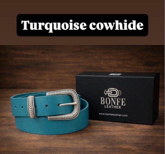 Custom Genuine Leather Belt - Handmade, Various Colors, Standard Buckle Options in Brass or Nickel
