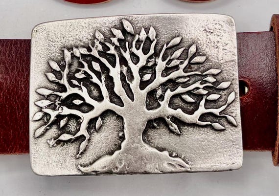 Tree of Life Belt Buckle: Pewter with Handmade Leather Strap