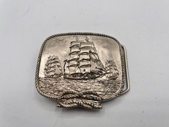 Columbus Ships Sailboat Vintage Belt Buckle with Custom Genuine Leather Belt | Nautical Coastal Accessory for Boater | Gift for Him or Her