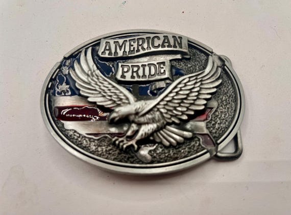 Vintage Belt Buckle, American Pride, Optional Belt
