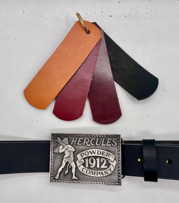 Pewter Belt Buckle: Hercules Design - Handmade Leather Strap