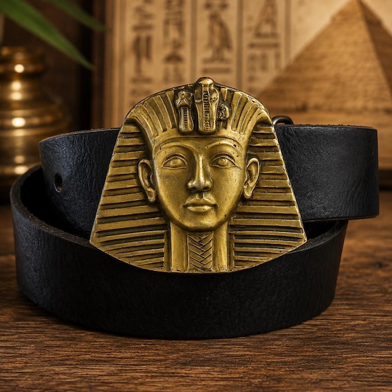 Vintage Belt Buckle, Egyptian Sphinx, Solid Brass, Optional Belt