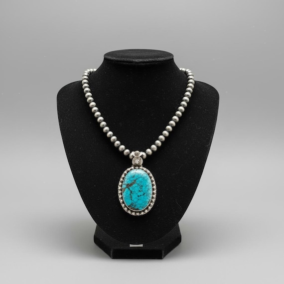 Southwestern Pendant Necklace: Sterling Silver and Turquoise