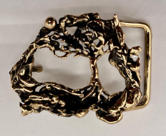 Tree of Life Belt Buckle: Handmade Brass on Custom Leather Belt