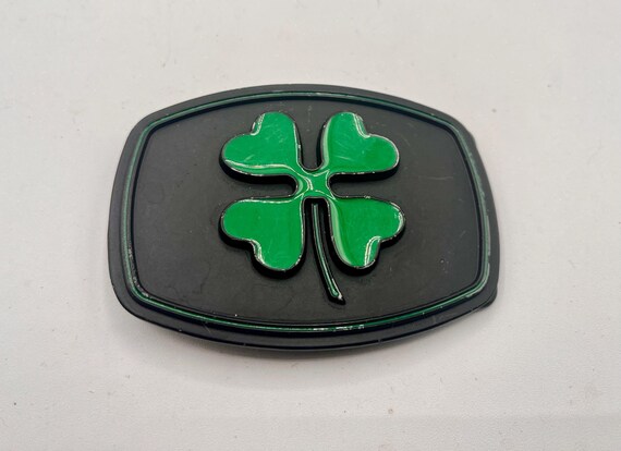 Vintage Green Enamel Shamrock Belt Buckle – Celtic Clover Irish Heritage Accessory