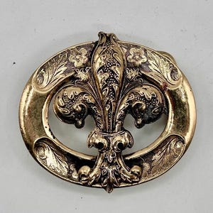 Handmade Fleur de Lis Solid Brass Belt Buckle with Custom Belt