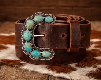 Sterling Silver Turquoise Southwestern Belt Buckle  display picture 1