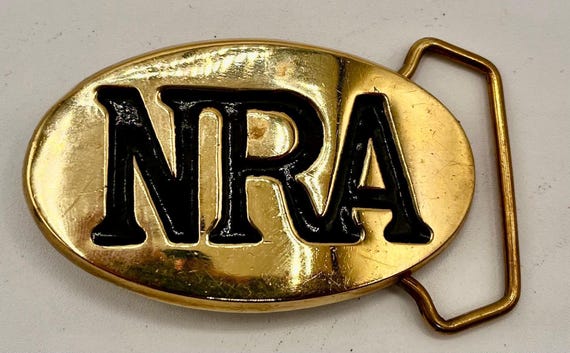 NRA Brass Belt Buckle: Custom Leather Belt Included (Multiple Sizes)