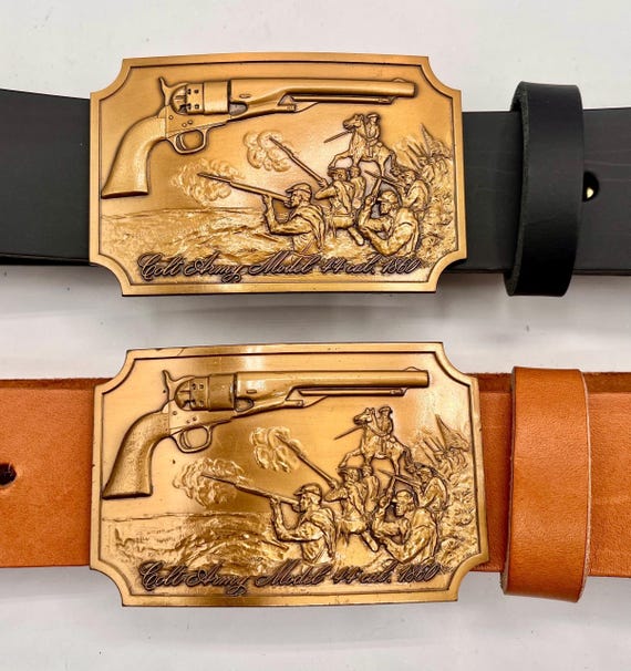 Colt 1860 Revolver Belt: Custom Leather, Western Style Buckle