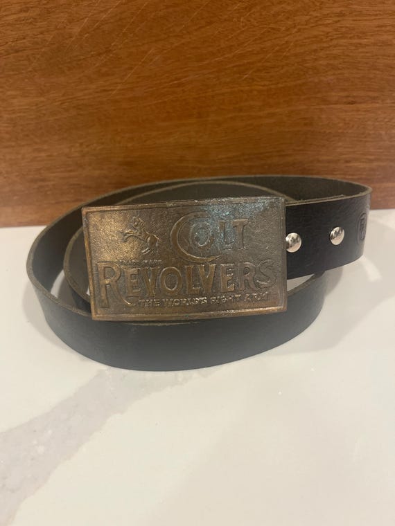 Vintage Colt Revolvers Belt Buckle | The World’s Right Arm Western Buckle | Colt Firearms Collector Buckle | Vintage Cowboy Americana Buckle