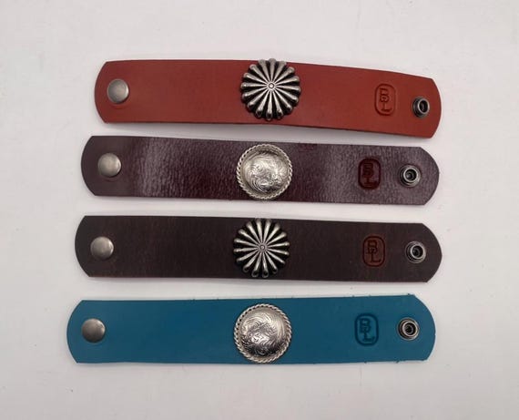 Leather Cuff Bracelet with Southwestern Concho