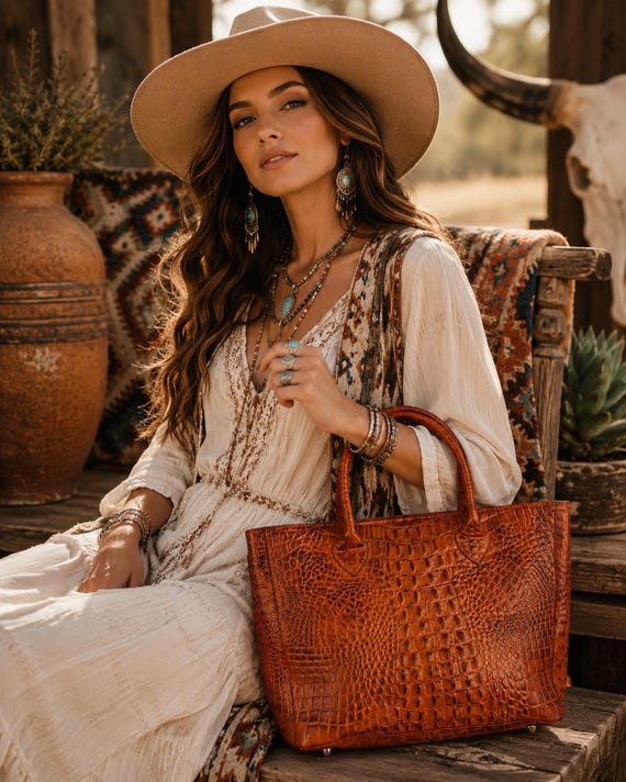 Genuine American Alligator Leather Handbag | Luxury Cognac Alligator Purse | Handmade Structured Exotic Leather Tote
