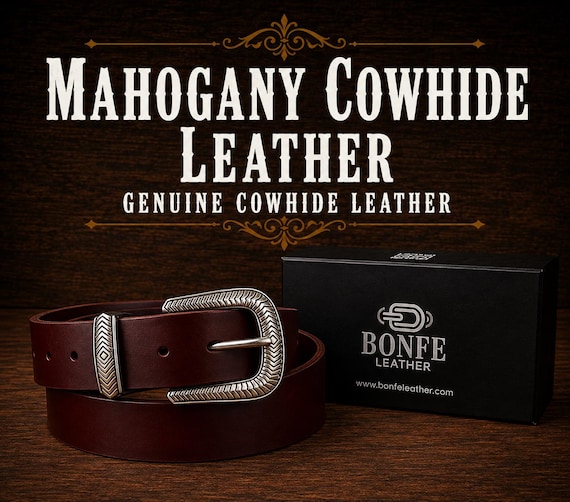 Custom Genuine Leather Belt - Handmade, Various Colors, Standard Buckle Options in Brass or Nickel