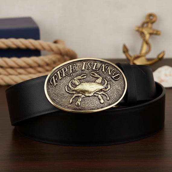 Fire Island Belt Buckle, Custom Leather Belt