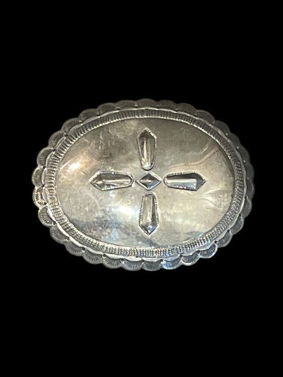 Signed T. Atsitty Sterling Silver Concho Belt Buckle – Southwestern Custom Genuine Leather Belt