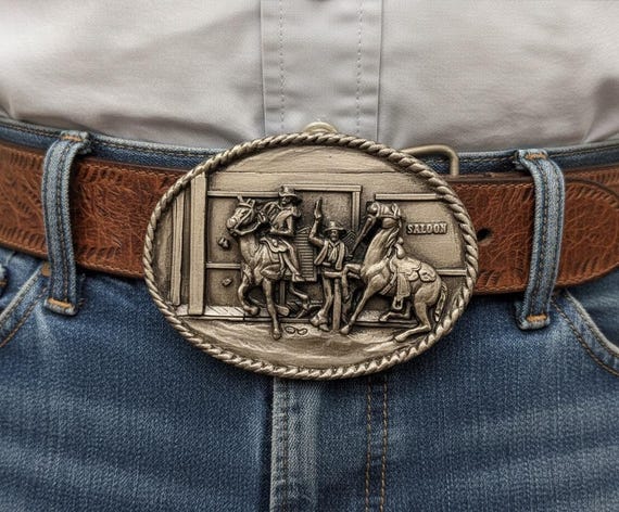Vintage Belt Buckle Cowboy Rodeo, Optional Belt