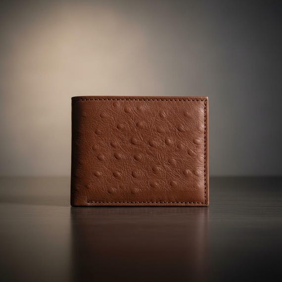 Ostrich Leather Money Clip Wallet for Men, Slim Bifold Wallet, Leather Billfold Wallet, Men’s Front Pocket Wallet, Cash Clip Wallet, Gift