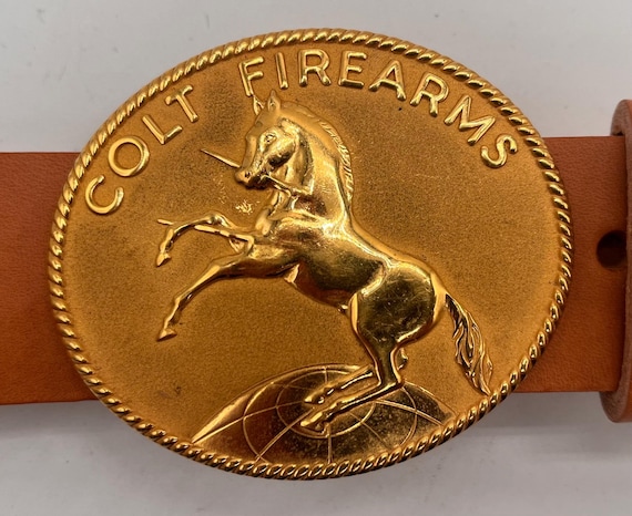 Colt Peacemaker Antique Bronze Belt Buckle | Cowhide Strap | Handmade Western Wear, Firearms Collectors
